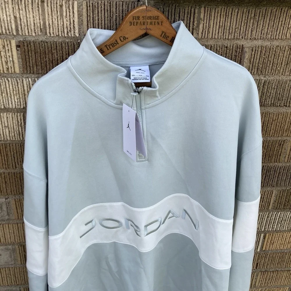 Jordan 1/4 Zip Pullover Golf Shirt Men's‎ Size 2XL Sport Gray White HF9919-034